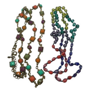 Curated bundle Premier Designs and Vintage Glass Necklace Lot 2 Layered Look